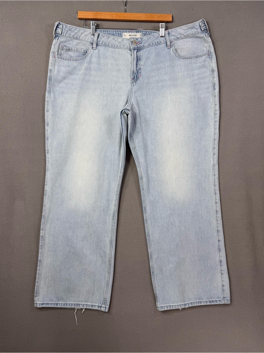 Hollister Low Rise Baggy Light Blue Wash Wide Leg Denim Jeans, Plus Size 20 - Picture 3 of 16
